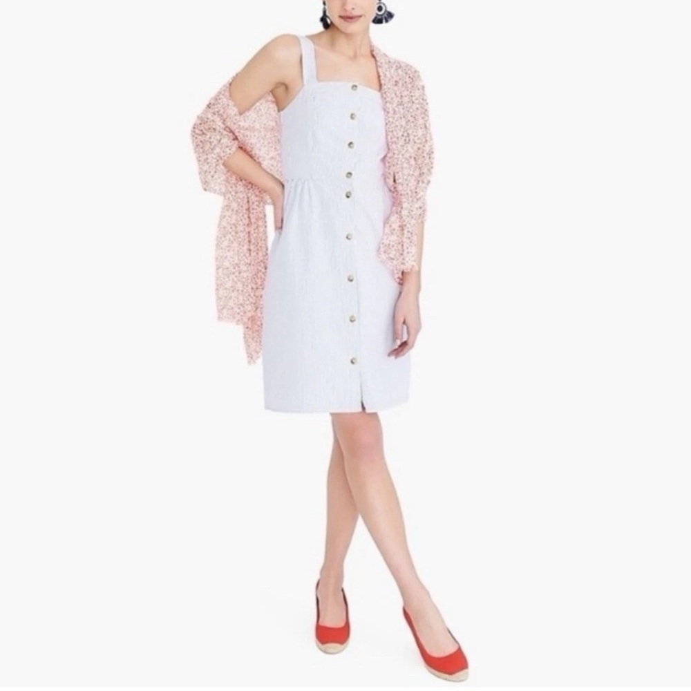 {J. Crew} Button-front dress in seersucker